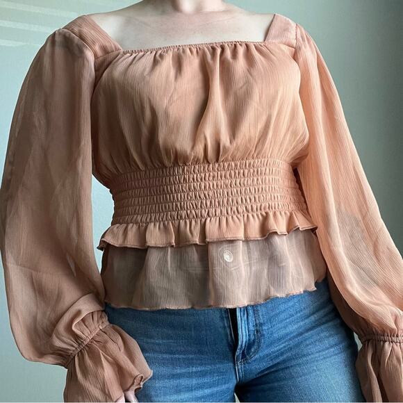 HYFVE Women's Clay Colored Boho Long Sleeve Blouse - Picture 1 of 9